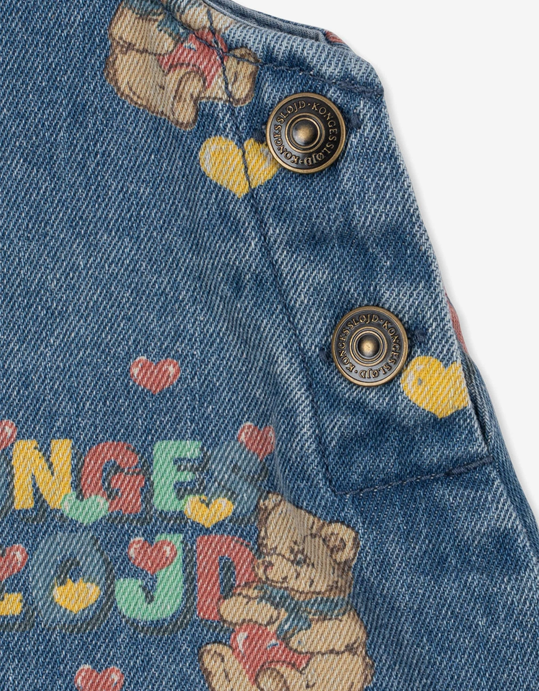 Konges Sløjd Girls Magot Denim Overall Dress in Blue