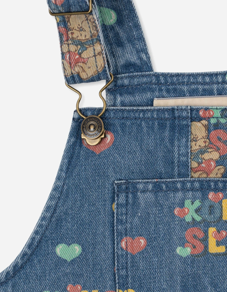 Konges Sløjd Girls Magot Denim Overall Dress in Blue