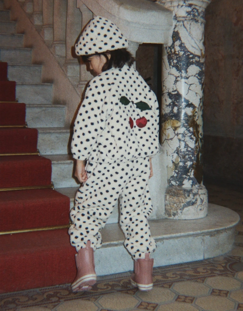 Konges Sløjd Girls Jody Embroidery Teddy Jacket in Beige