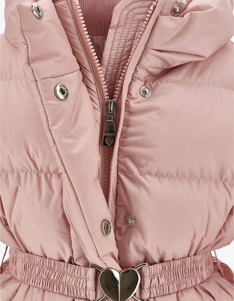 Monnalisa Girls Puffer Coat with Belt in Pink