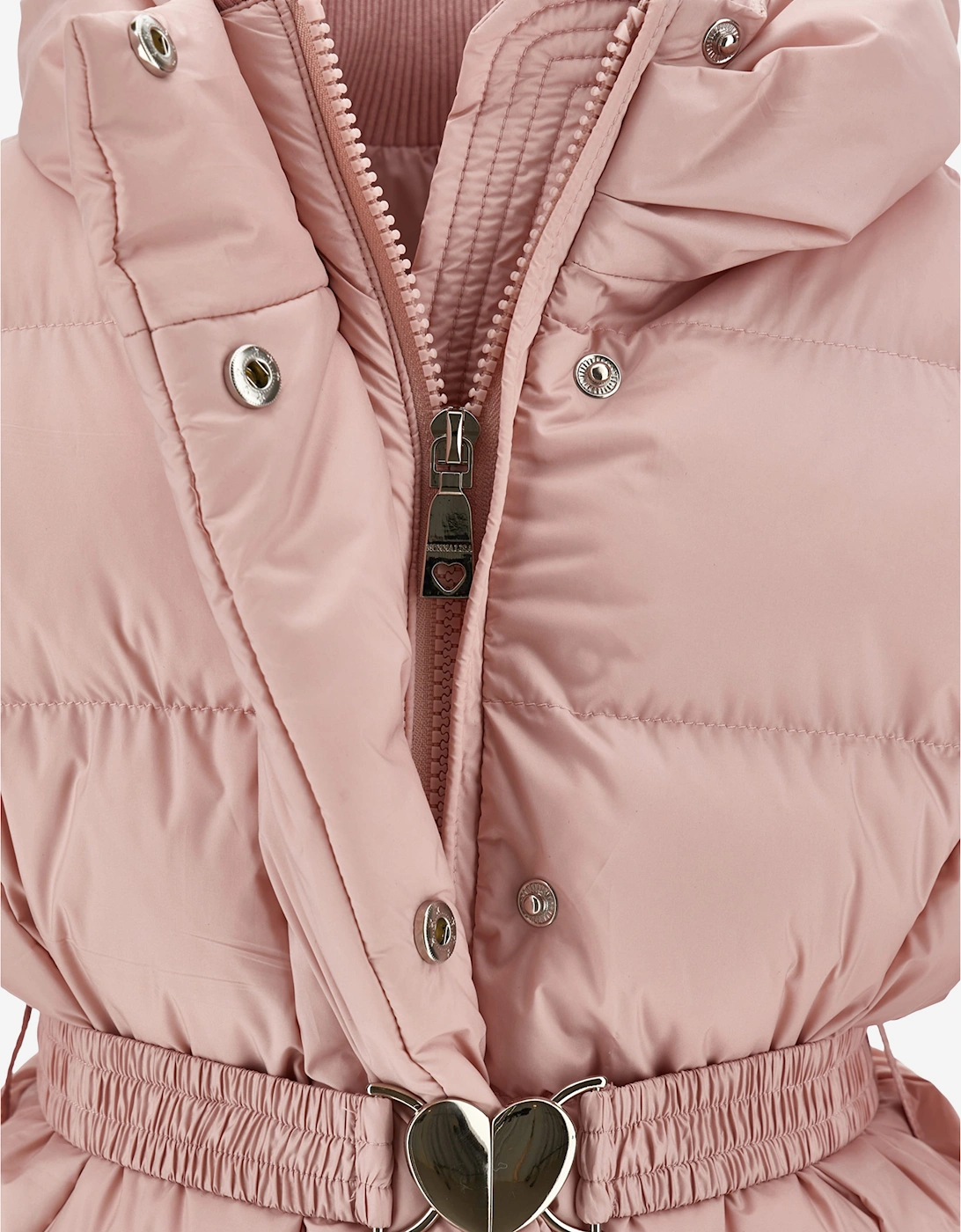 Monnalisa Girls Puffer Coat with Belt in Pink