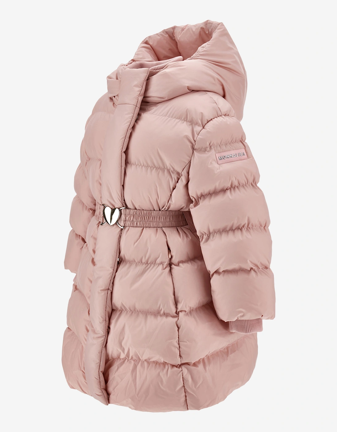 Monnalisa Girls Puffer Coat with Belt in Pink