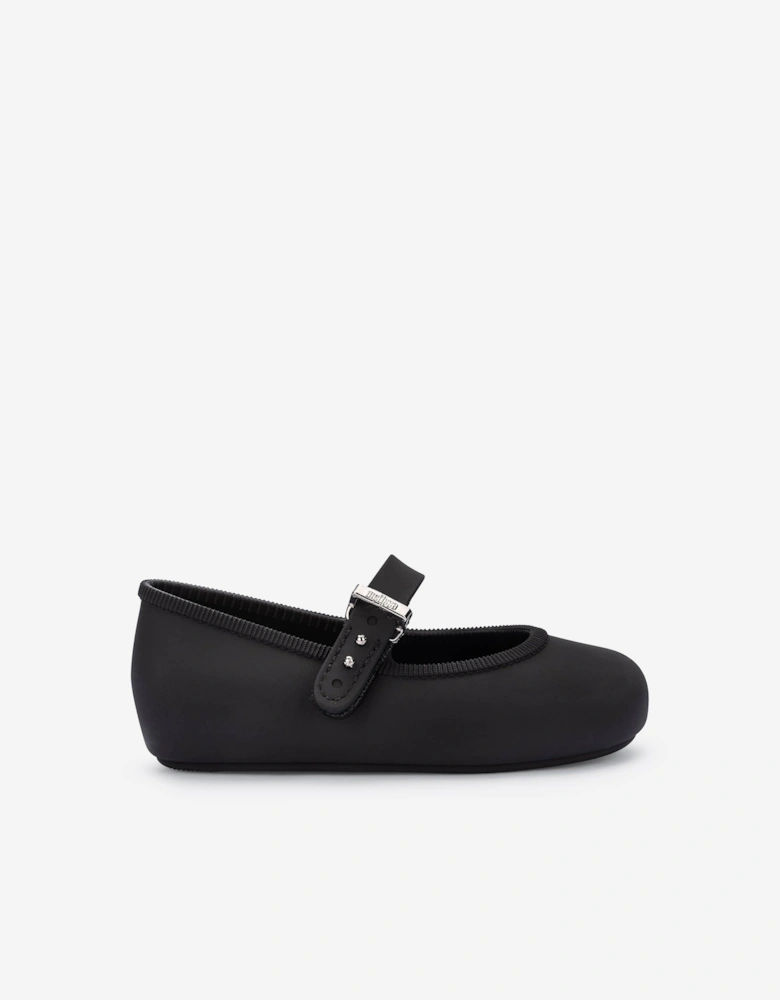 Mini Melissa Girls Soft Ballerinas in Black