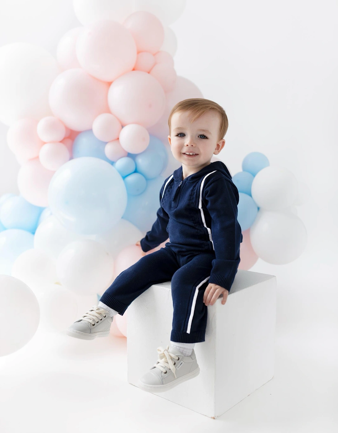 Boys Navy Knit Hoody Pant Set