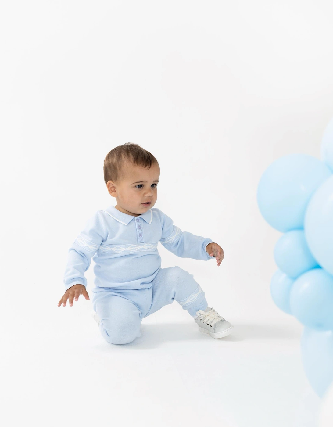 Boys Pale Blue Knit Pant Set