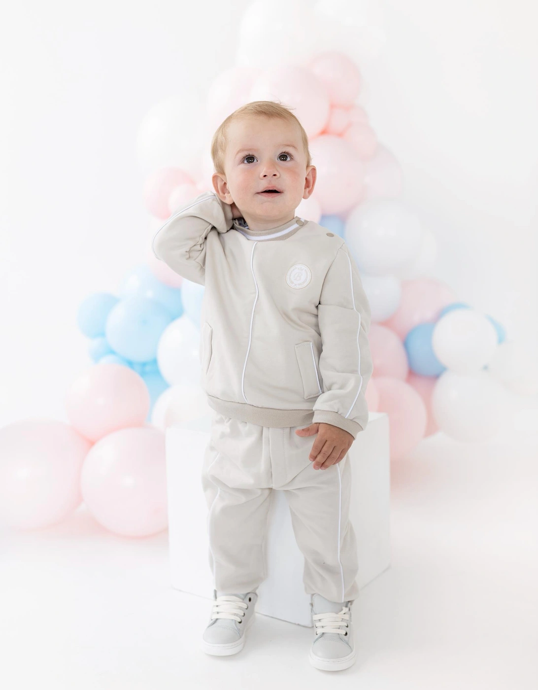 Boys Beige Jogsuit