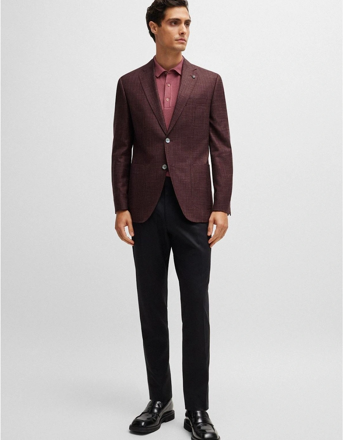 H Janson Notch Collared Solid Patterned Blazer