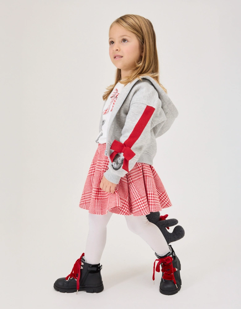 Monnalisa Girls Bow Bear Zip Up Top in Grey