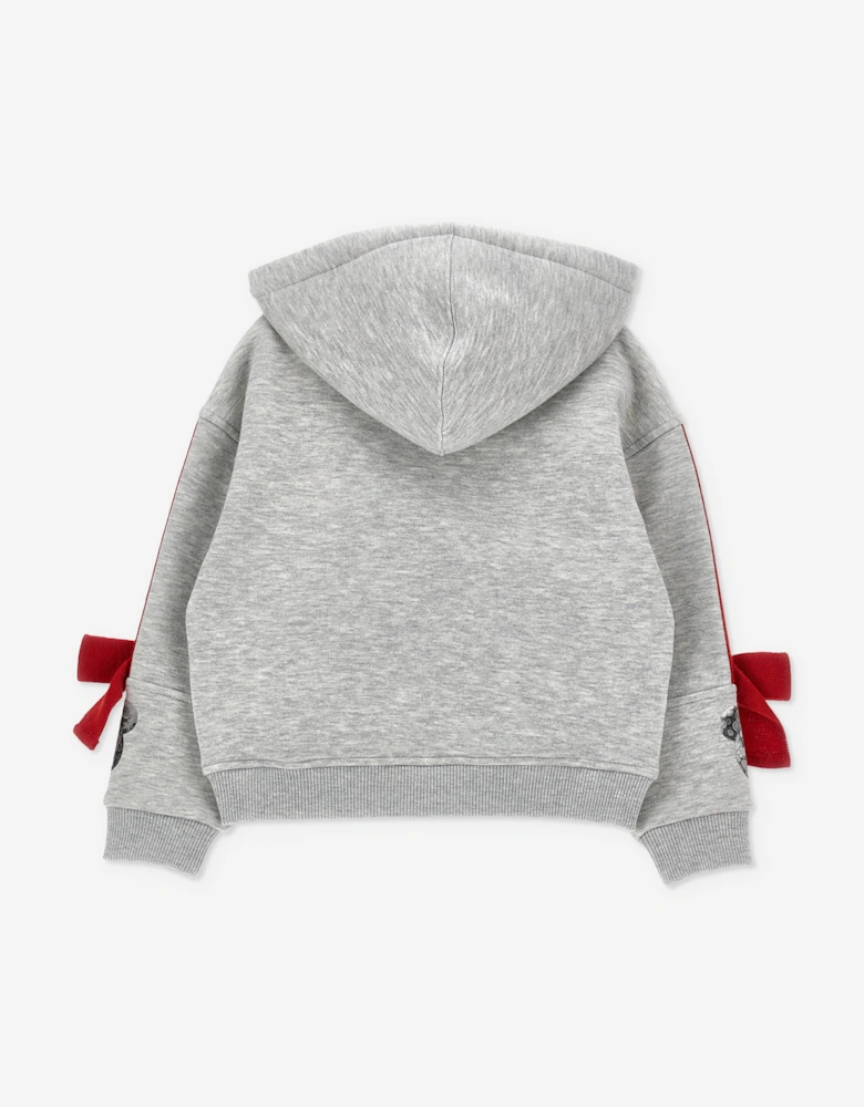 Monnalisa Girls Bow Bear Zip Up Top in Grey