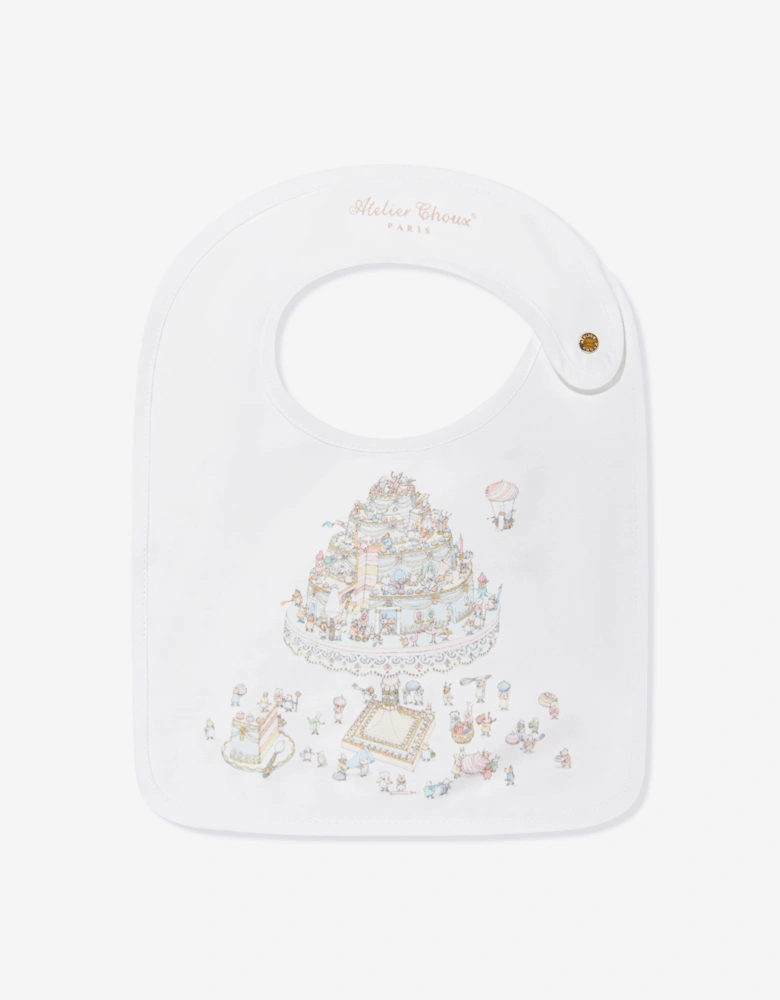 Atelier Choux Baby Satin Le Gateau Bib in White