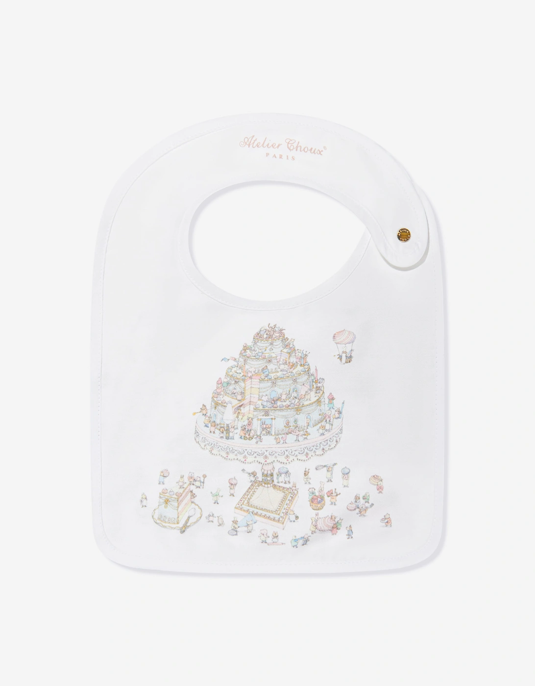 Atelier Choux Baby Satin Le Gateau Bib in White
