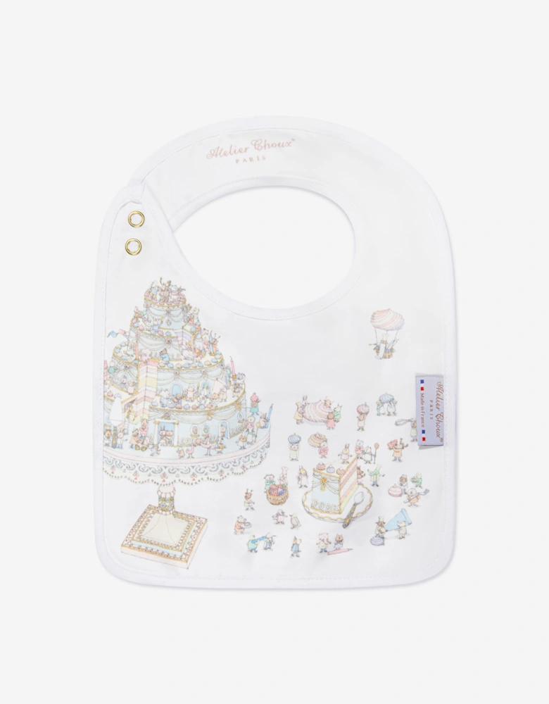 Atelier Choux Baby Satin Le Gateau Bib in White
