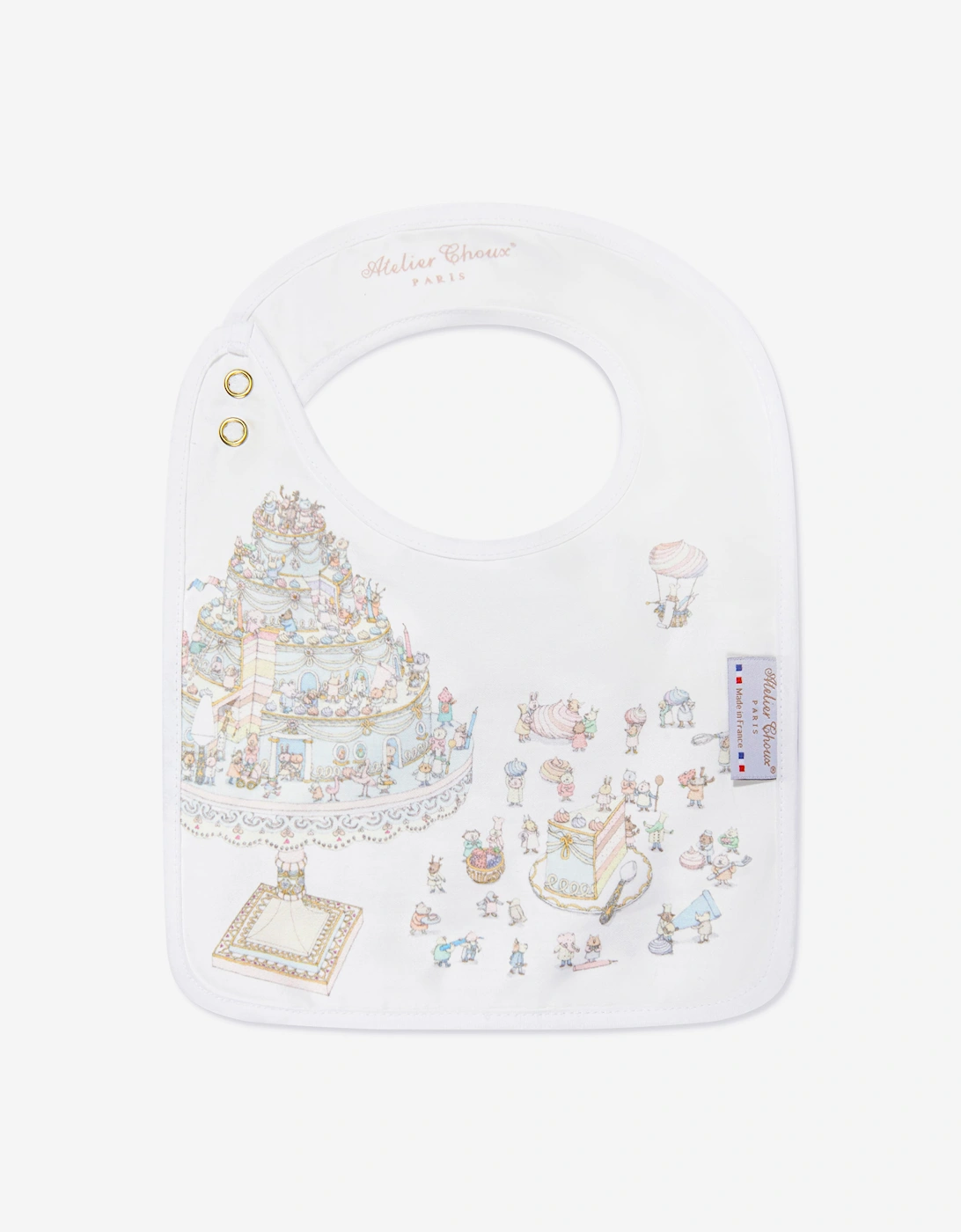 Atelier Choux Baby Satin Le Gateau Bib in White