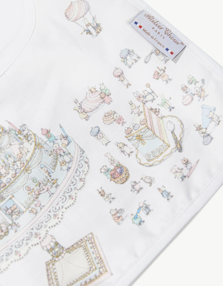 Atelier Choux Baby Satin Le Gateau Bib in White