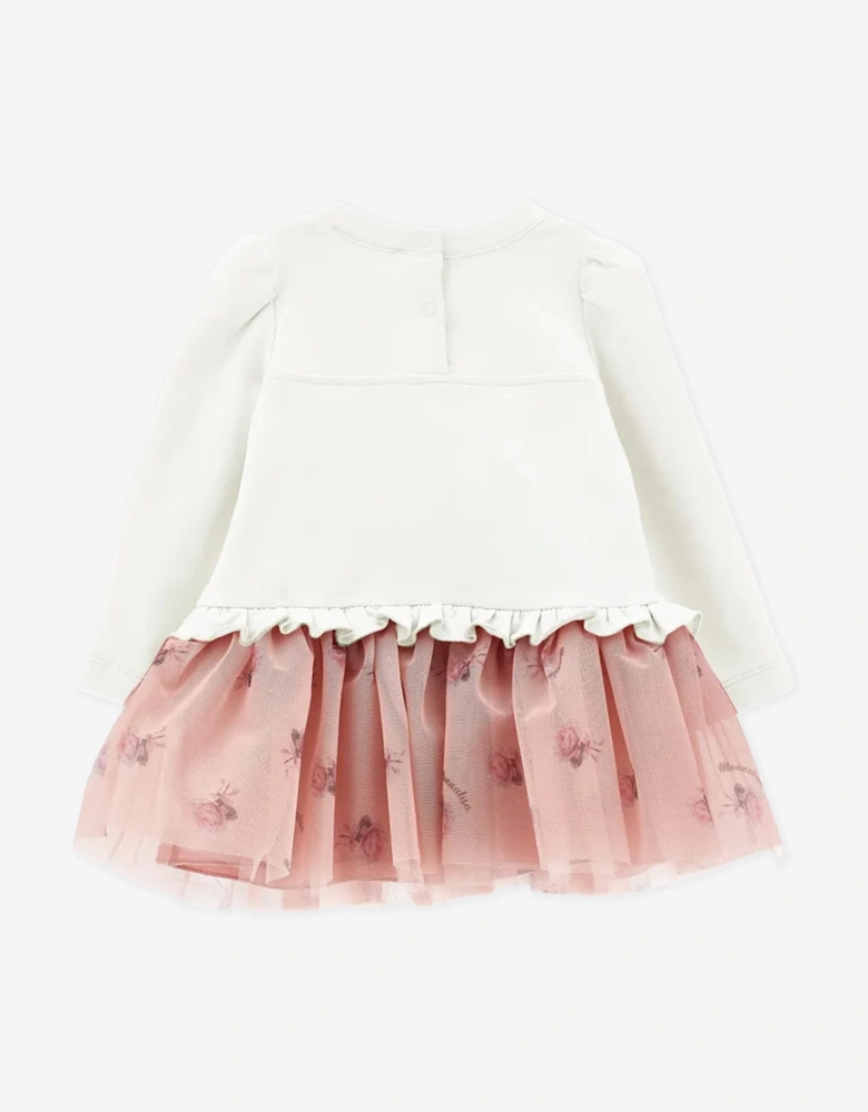 Monnalisa Baby Girls Heart Bag and Rose Print Dress in Pink