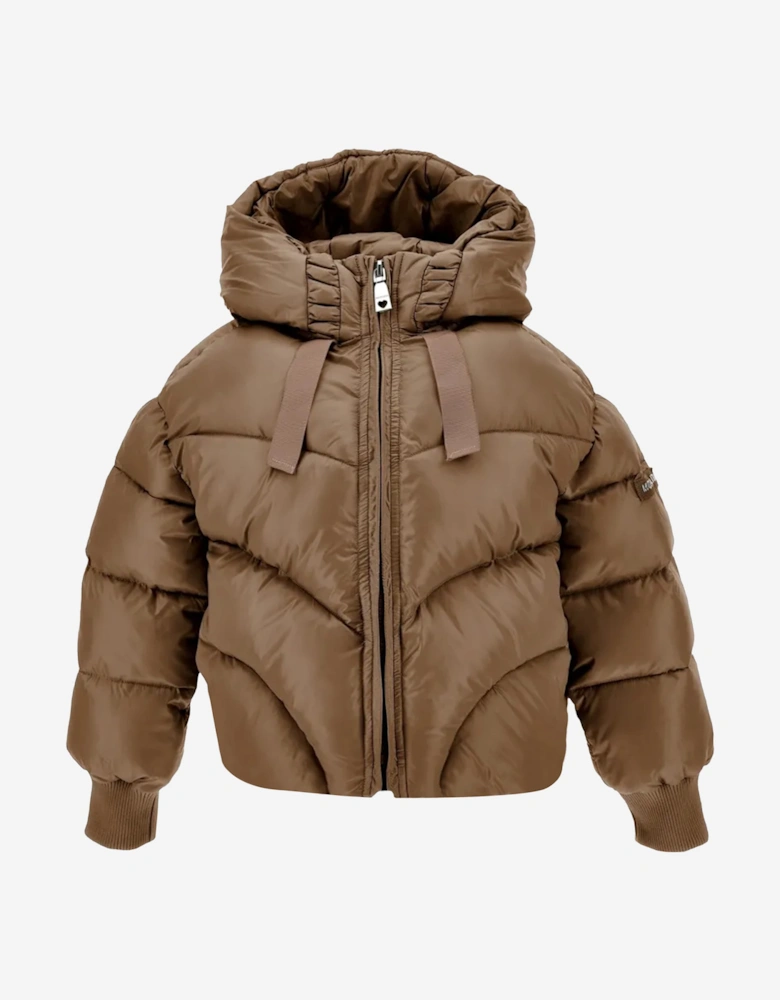 Monnalisa Girls Bomber Puffer Jacket in Brown