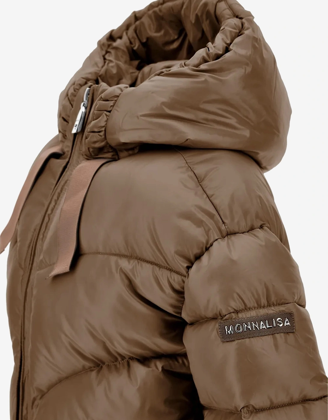 Monnalisa Girls Bomber Puffer Jacket in Brown
