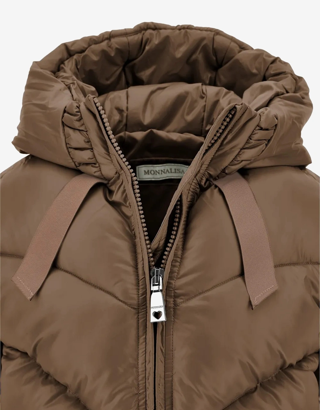 Monnalisa Girls Bomber Puffer Jacket in Brown
