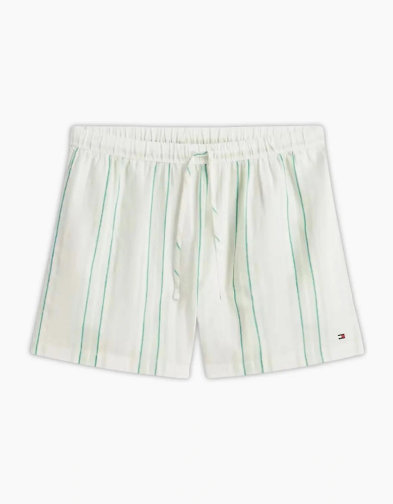 TH Essentials Shirt & Shorts Line Pyjama Set, Tennis Court Green Stripe