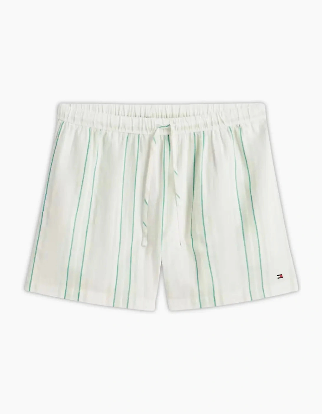 TH Essentials Shirt & Shorts Line Pyjama Set, Tennis Court Green Stripe