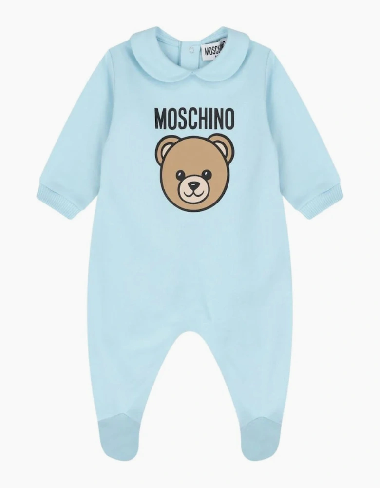 MOSCHINO BABY SKY BLUE BABYGROW WITH GIFT BOX MUY09O