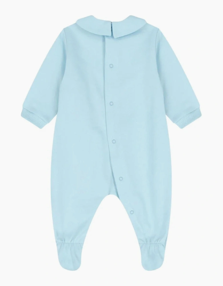 MOSCHINO BABY SKY BLUE BABYGROW WITH GIFT BOX MUY09O