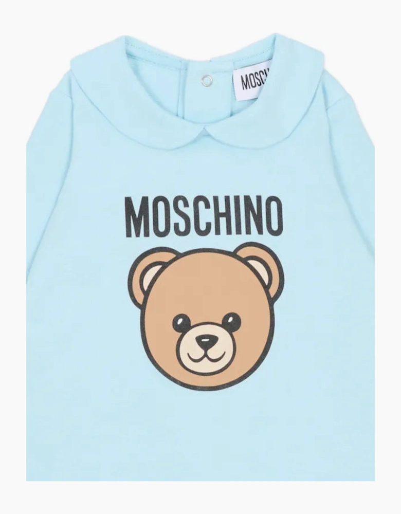 MOSCHINO BABY SKY BLUE BABYGROW WITH GIFT BOX MUY09O