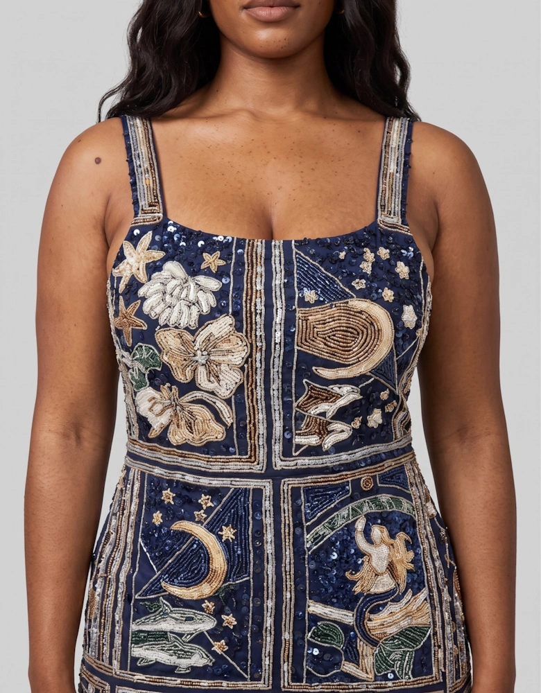 Talia Hand Beaded Multi-Coloured Crystal Party Dress