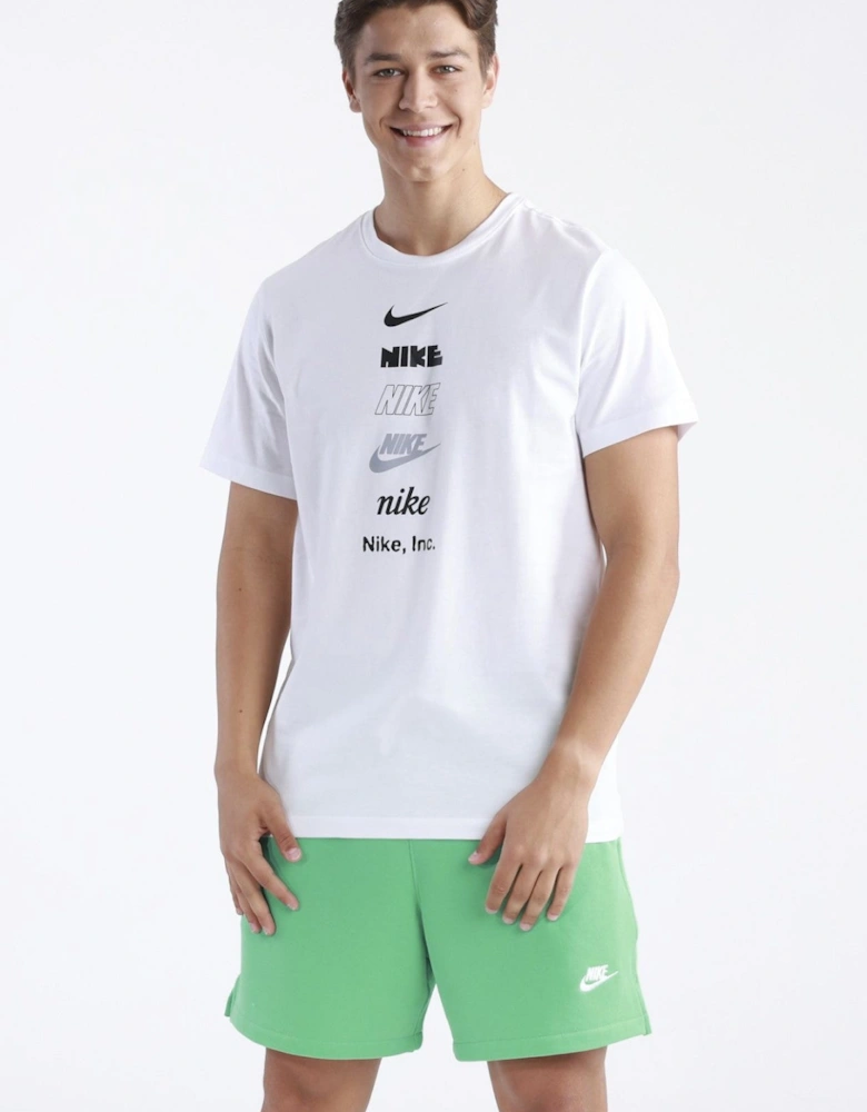 Nike Mens Graphic Print Stack Logo T Shirt in White