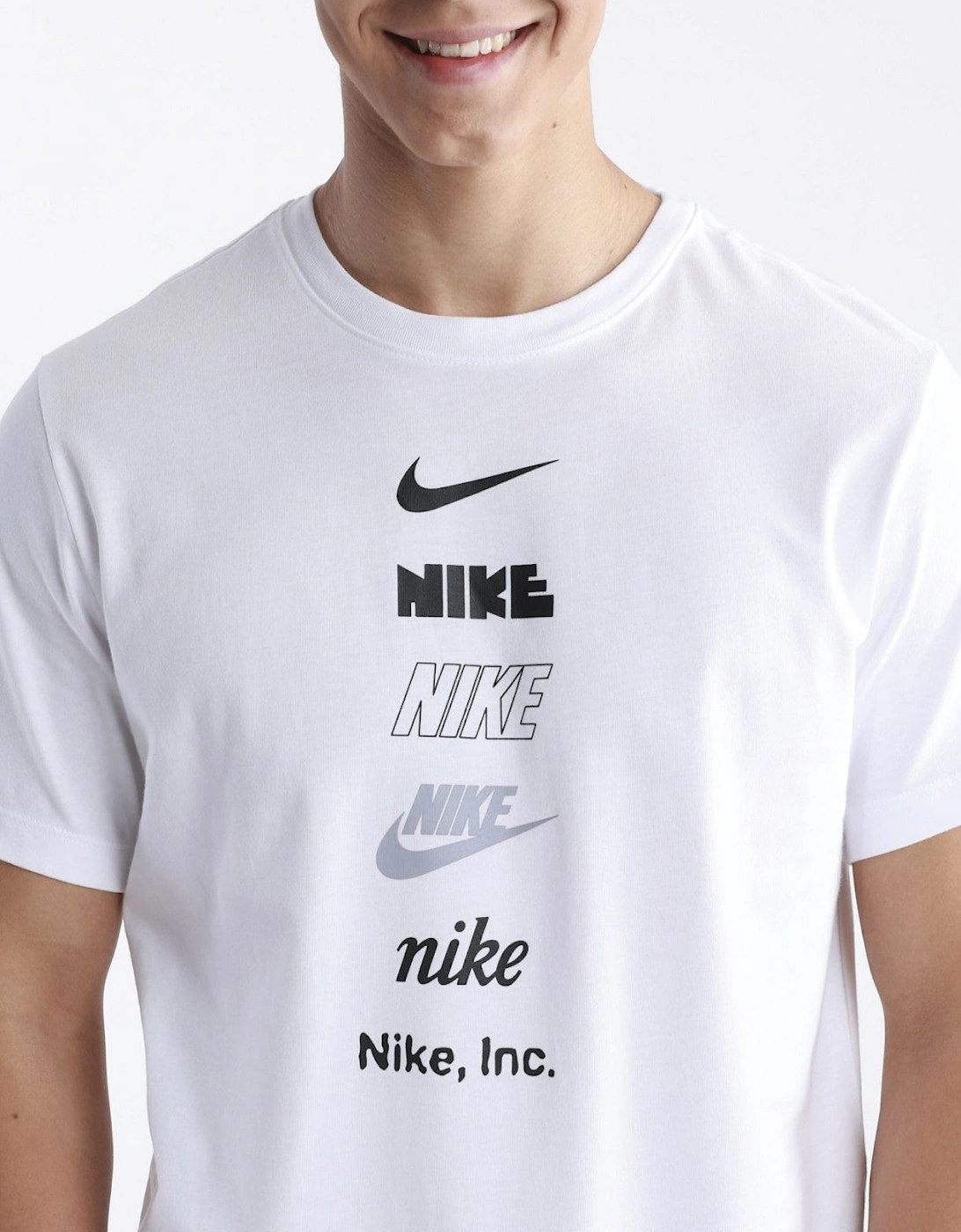Nike Mens Graphic Print Stack Logo T Shirt in White
