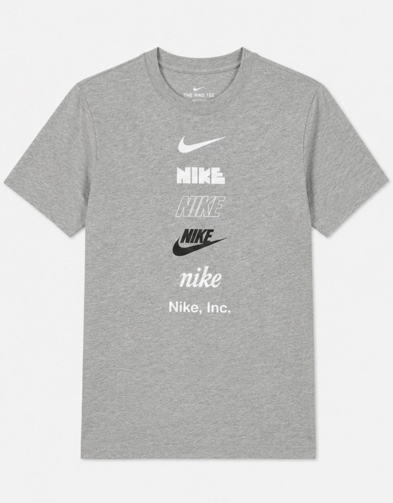 Nike Mens Graphic Print Stack Logo T Shirt in Grey