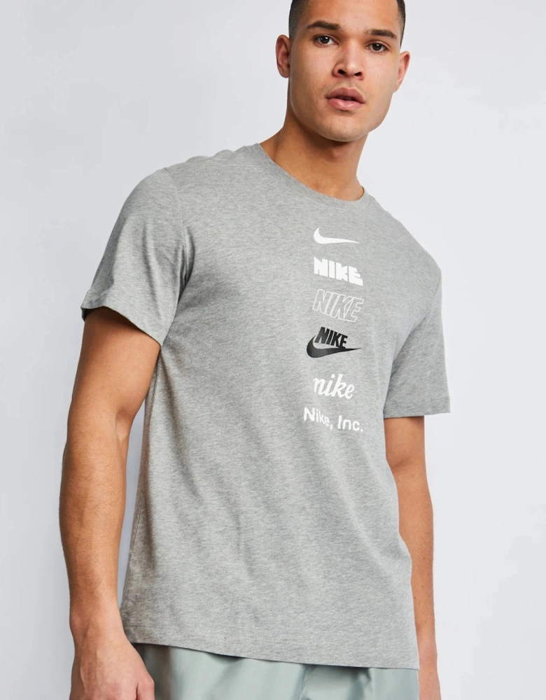 Nike Mens Graphic Print Stack Logo T Shirt in Grey