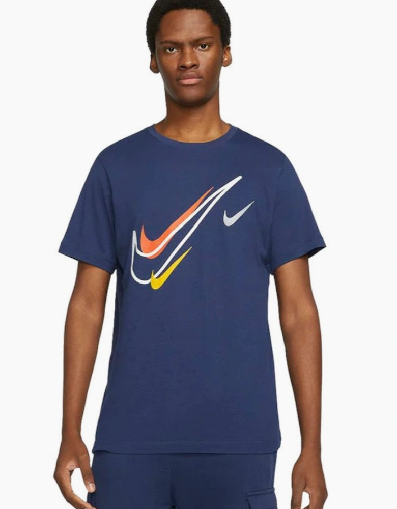 Nike Mens Sportswear Club Swoosh Classic Logo T Shirt in Navy