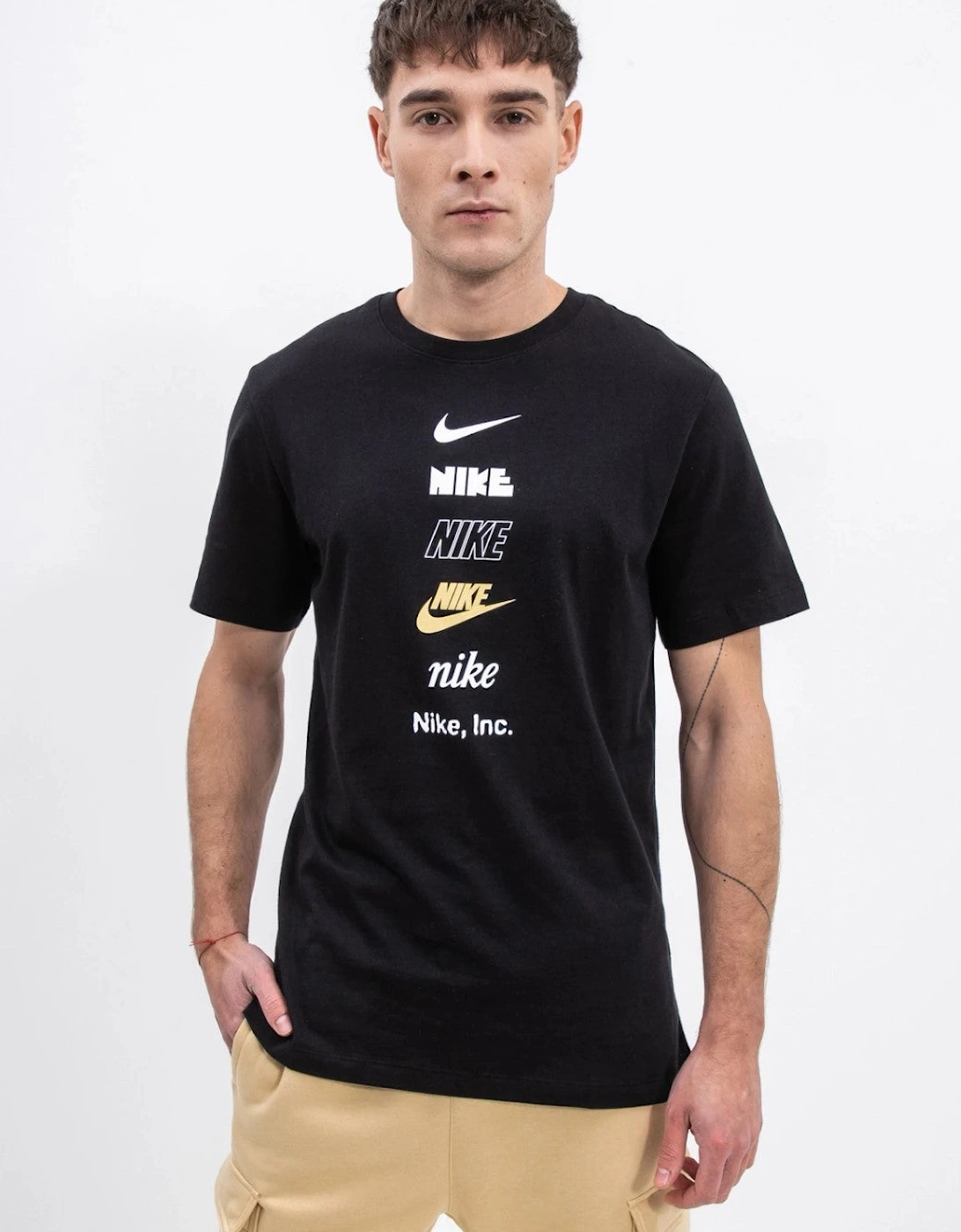 Nike Mens Graphic Print Stack Logo T Shirt in Black