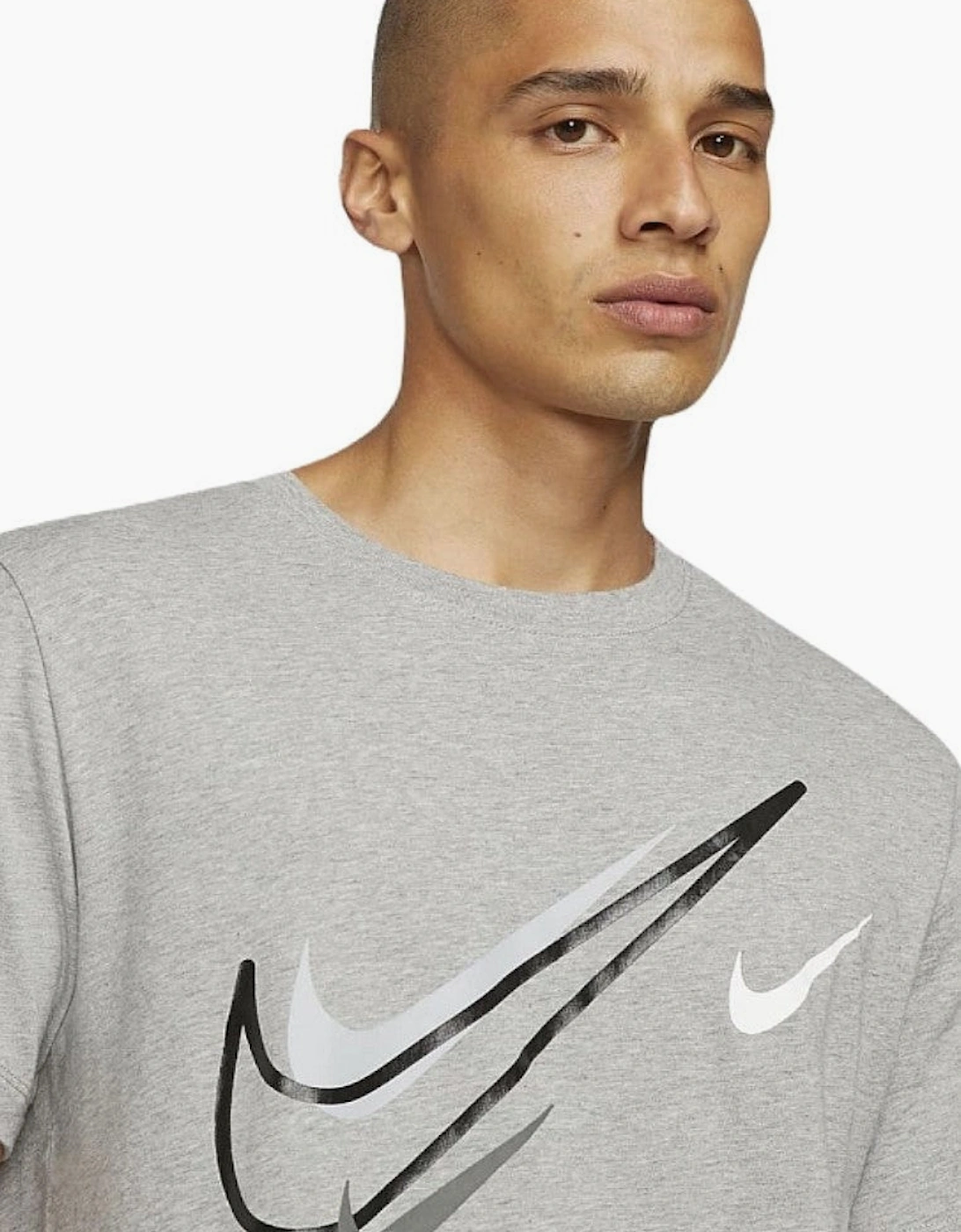 Nike Mens Sportswear Club Swoosh Classic Logo T Shirt in Grey