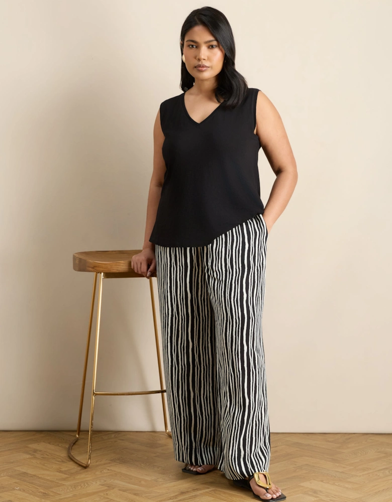 Mono Stripe Wide Leg Elasticated Waist Trouser