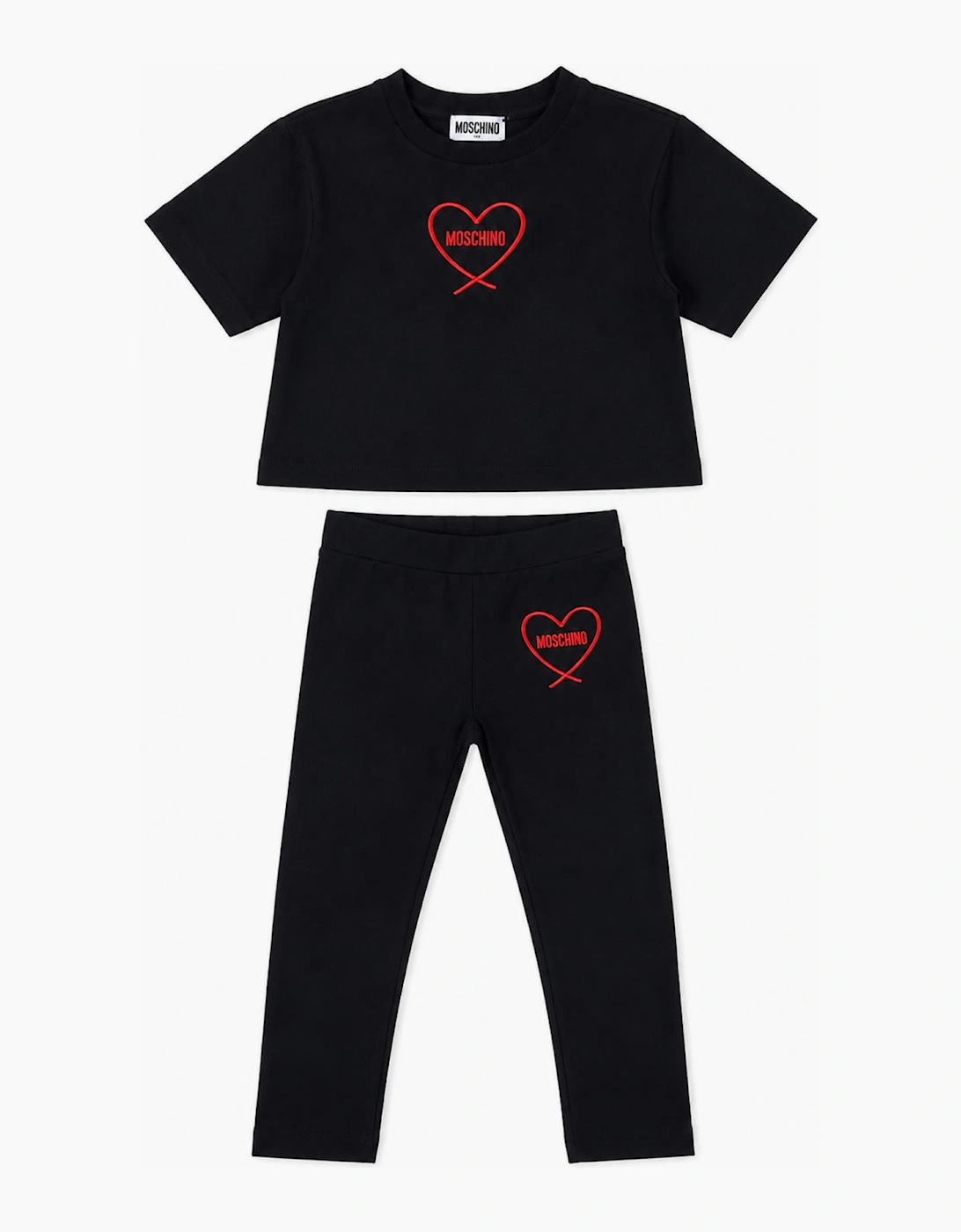 MOSCHINO BLACK RED HEART LEGGINGS SET HDM078/HDP07C, 2 of 1