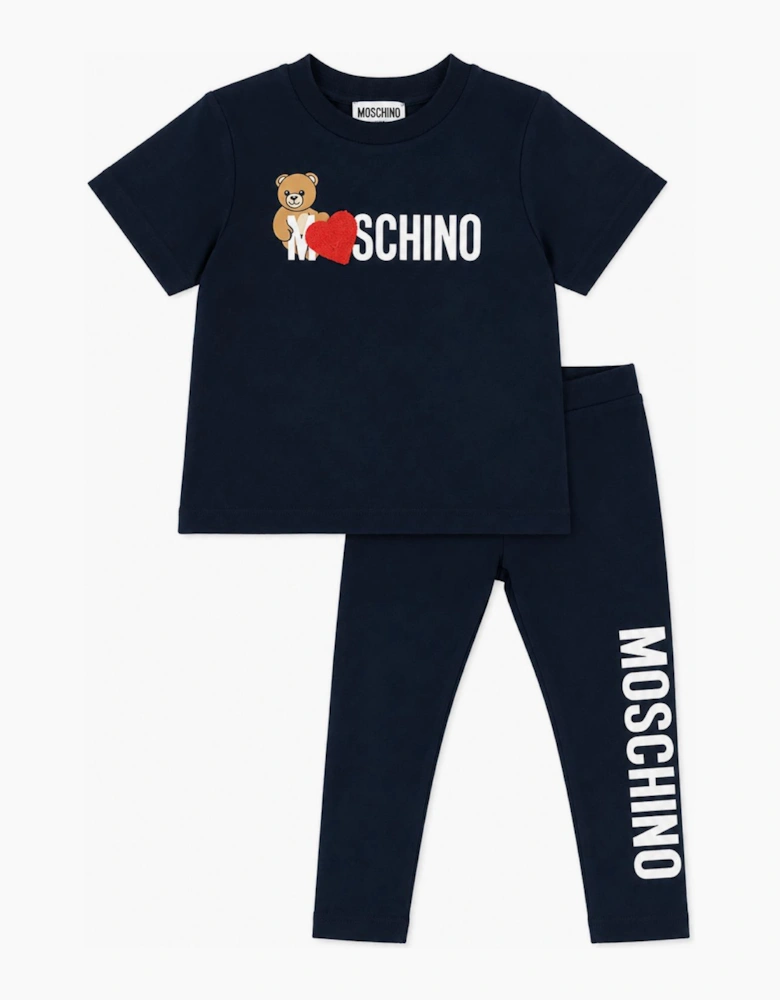 MOSCHINO BLACK MAXI T SHIRT & LEGGINGS SET H1M060/HDP07D