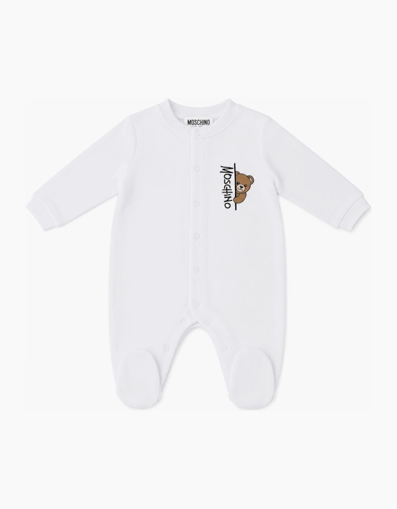 MOSCHINO WHITE BABYGROW WITH GIFT BOX MUY09K