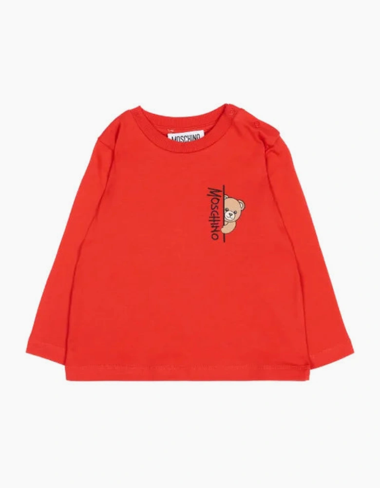 MOSCHINO BABY/TODDLER RED L/S T SHIRT MNO014
