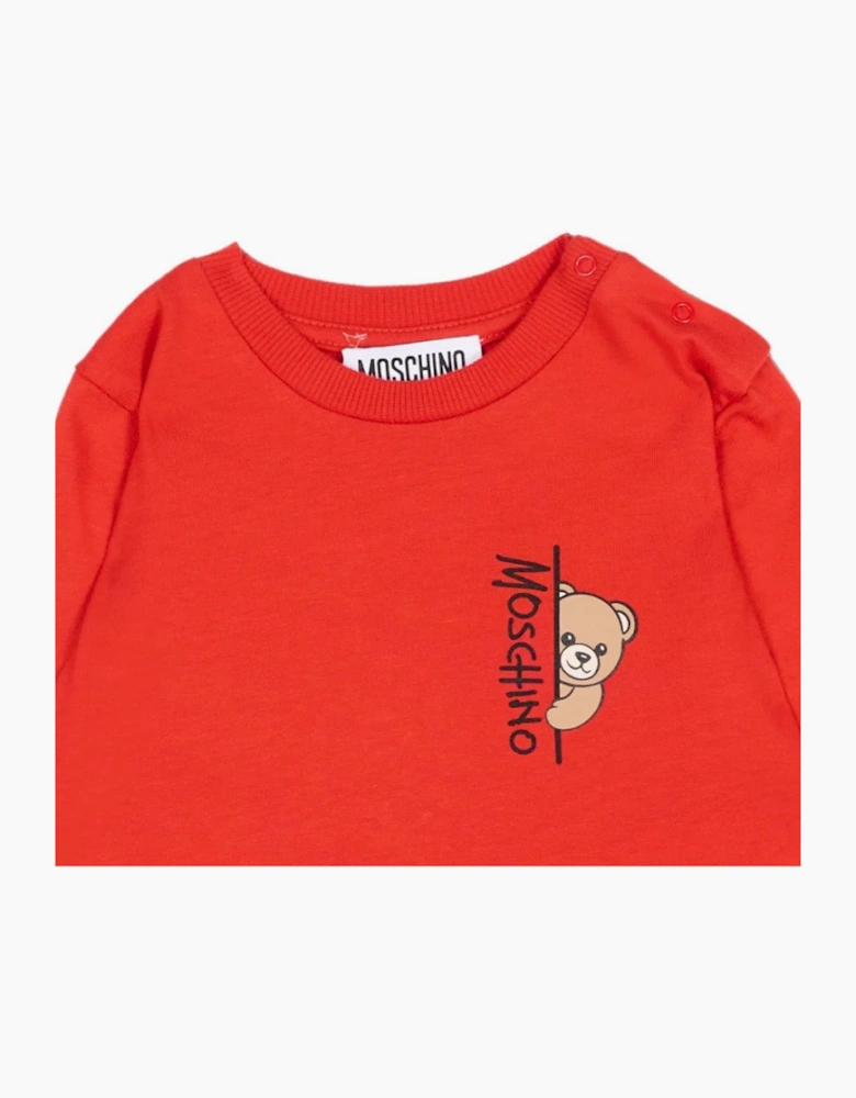 MOSCHINO BABY/TODDLER RED L/S T SHIRT MNO014