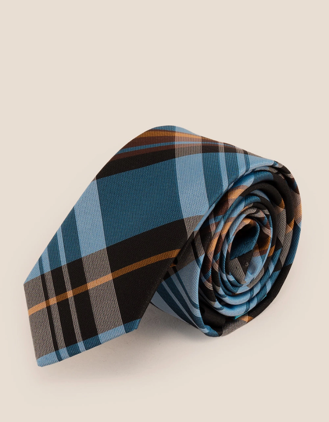 Checks Blue Black Tie