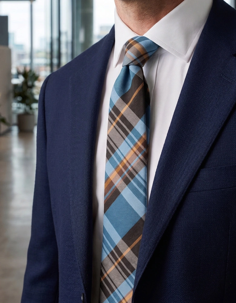 Checks Blue Black Tie