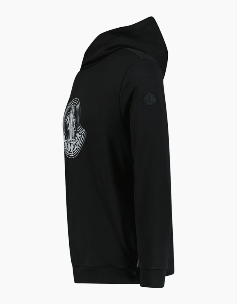 Moncler Logo Print Hoodie Black