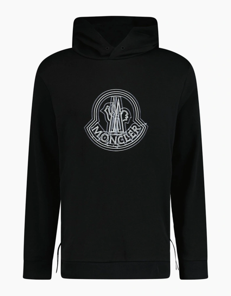 Moncler Logo Print Hoodie Black