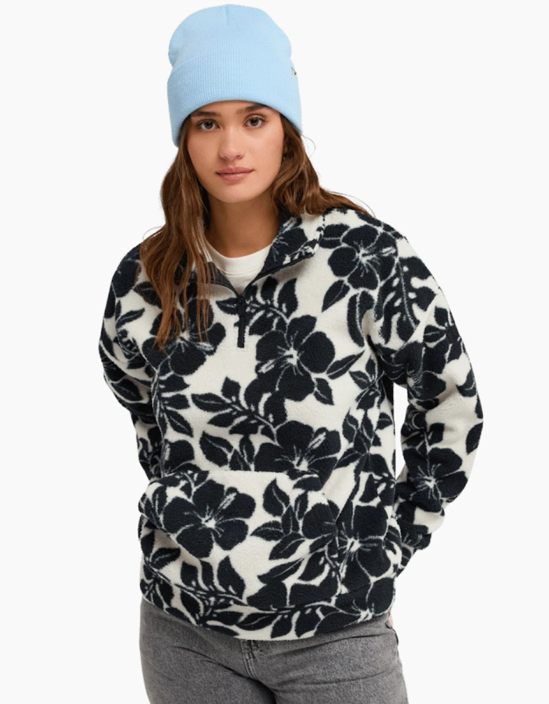 Roxy Womens Live Out Loud Sherpa Half Zip Fleece