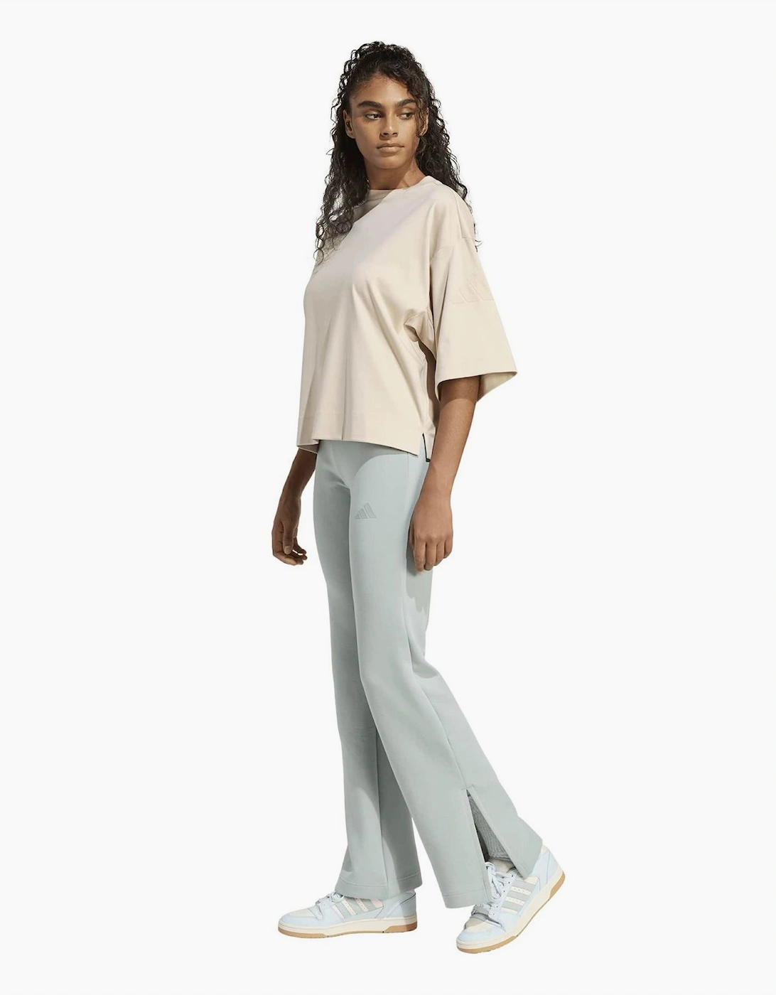 Solid Mid Rise Slim Flared Joggers