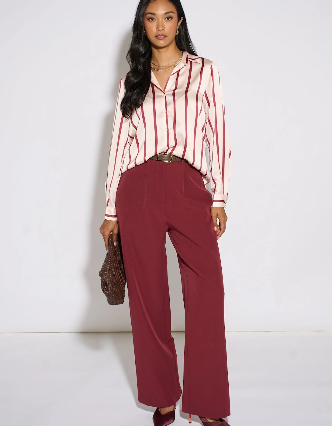 Burgundy Stripe Loose Fit Shirt