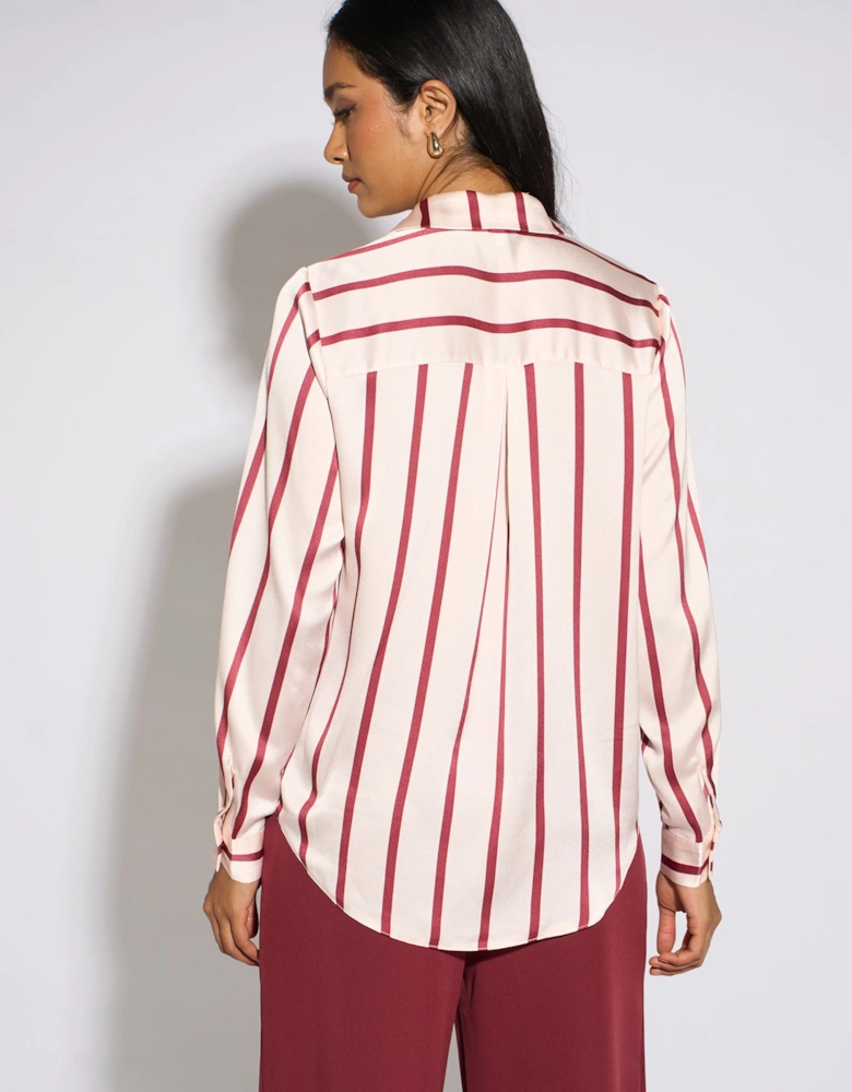 Burgundy Stripe Loose Fit Shirt