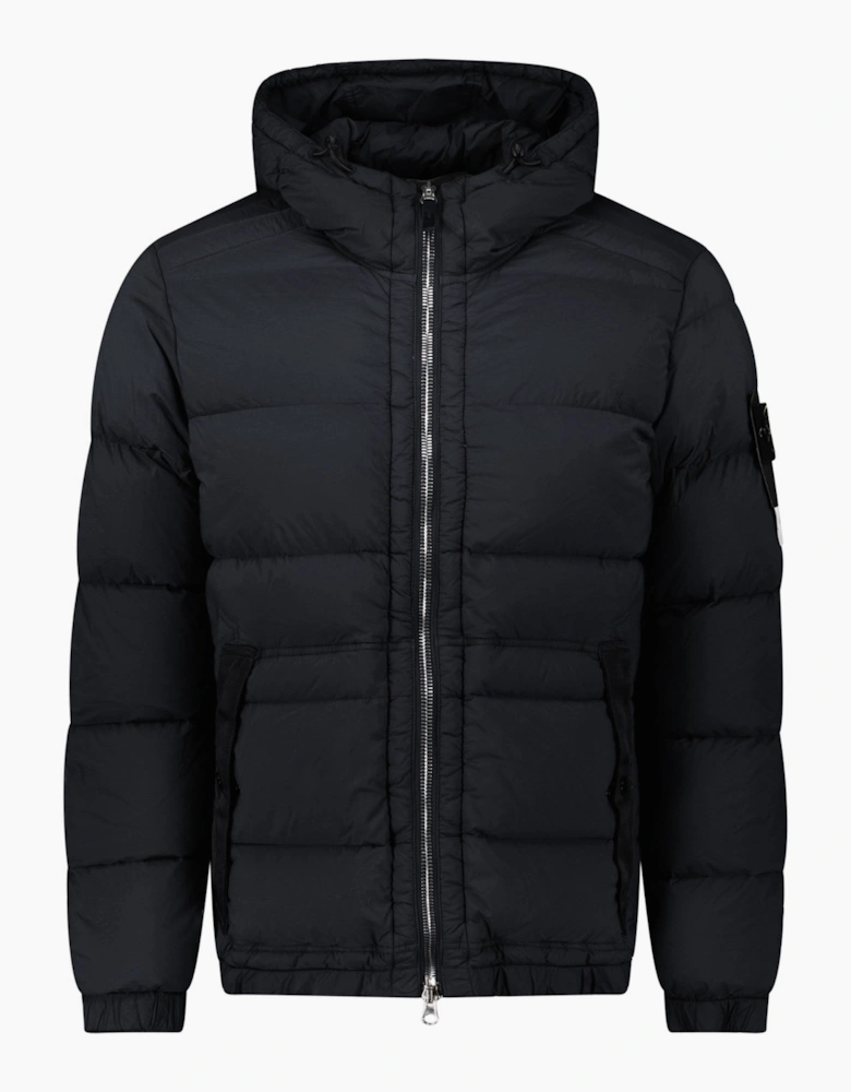Stone Island Hooded Puffer Jacket In Seamless Tunnel Nylon Black